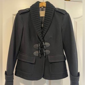 Burberry toggle wool coat.